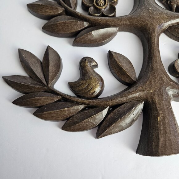 Vintage Homeco Tree of Life Wall Decor – Pair of Mid-Century Syroco Style Plaque - Picture 9 of 16